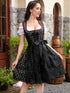 3-teiliges Dirndl für Damen – Midi-Traditionskleid mit Dirndl-Kleid, Schürze und Bluse für das Oktoberfest